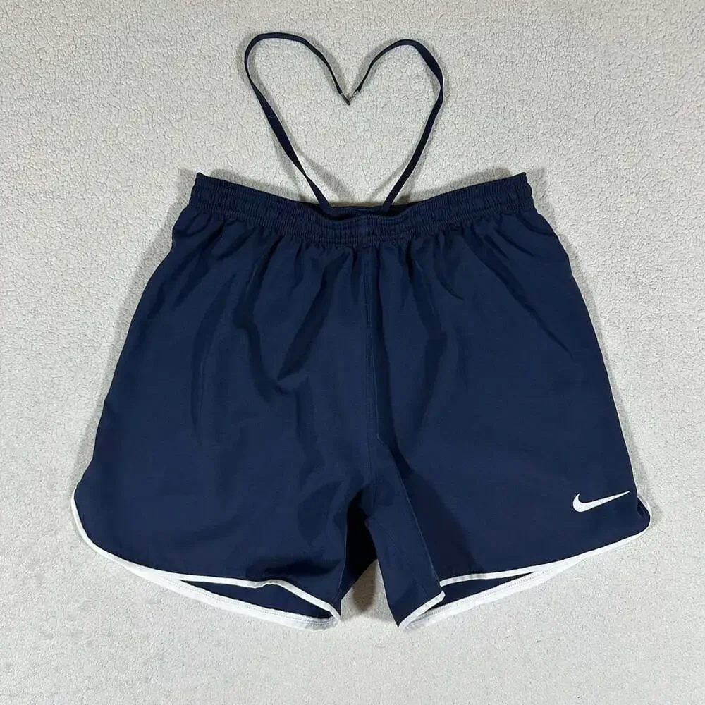 Nike Dri-FIT Womens Small Navy Blue Slim Fit Running Athletic Short Lined Swoosh